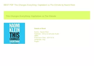 BEST PDF This Changes Everything Capitalism vs.The Climate  by Naomi Klein
