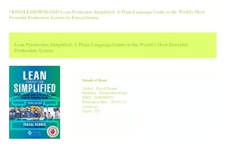 *KINDLE)DOWNLOAD Lean Production Simplified A Plain-Language Guide to the Wo