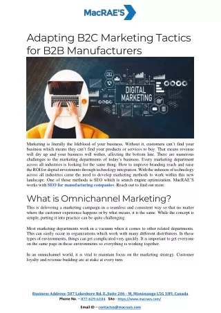 Adapting B2C Marketing Tactics for B2B Manufacturers