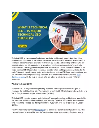 technical seo is the process of optimizing