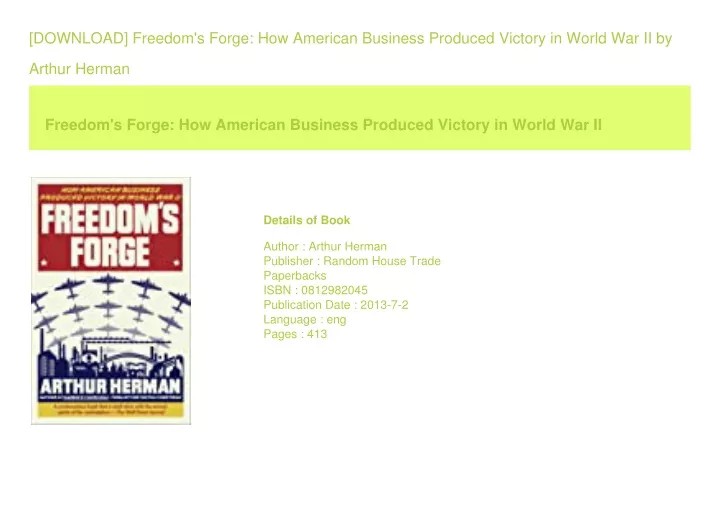 download freedom s forge how american business