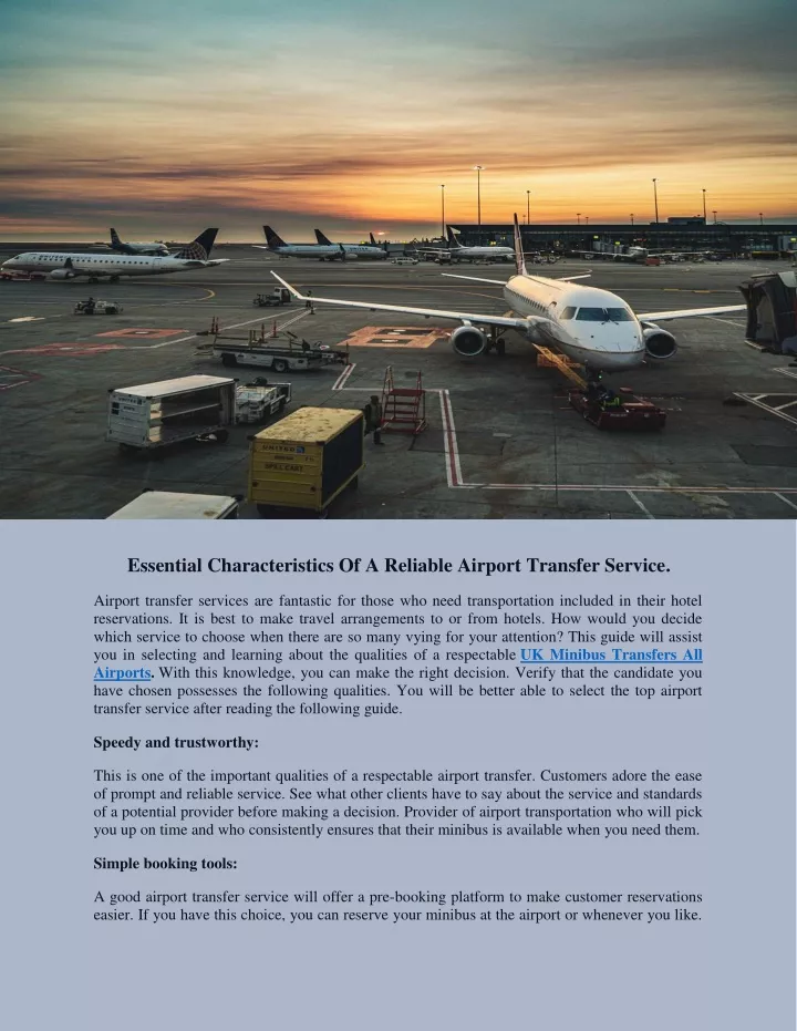 essential characteristics of a reliable airport