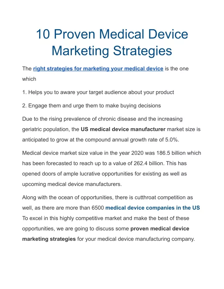 10 proven medical device marketing strategies