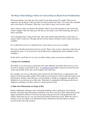 six ways that setting a timer is a great