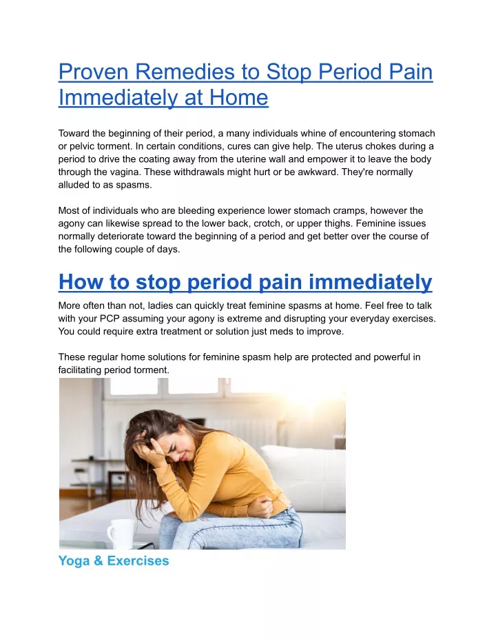 proven remedies to stop period pain immediately