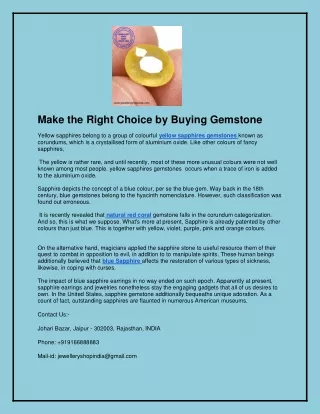 Make the Right Choice by Buying Gemstone