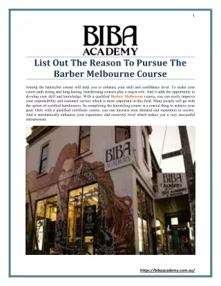 List Out The Reason To Pursue The Barber Melbourne Course