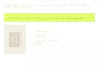 ^P.D.F_EPUB^ Rich As F*ck Journal The Companion to the Best Selling Book  by