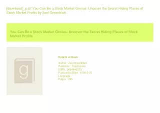[download]_p.d.f You Can Be a Stock Market Genius Uncover the Secret Hiding