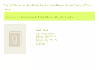Read_EPUB)^ Secrets of the Temple How the Federal Reserve Runs the Country