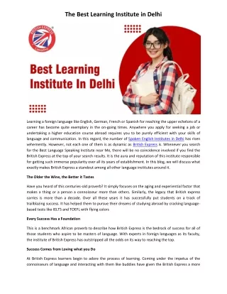 Spoken English Institutes in Delhi