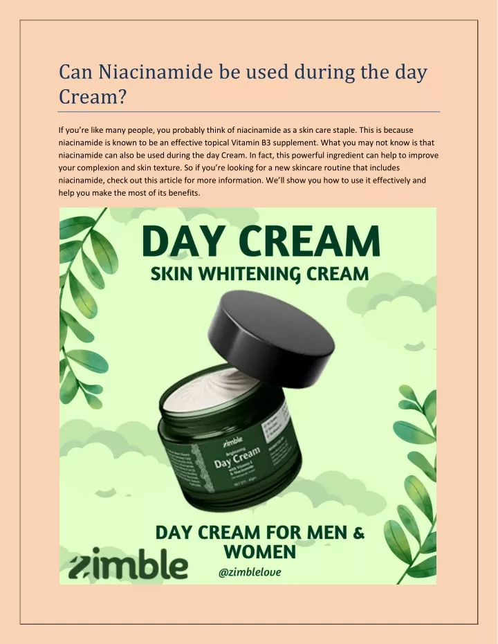 can niacinamide be used during the day cream
