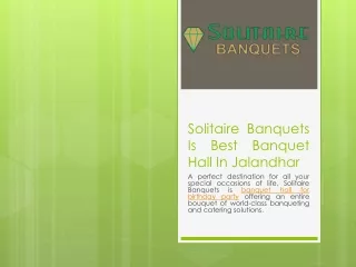 Solitaire Banquets Is best Banquet Hall In Jalandhar