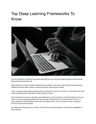 top deep learning frameworks to know