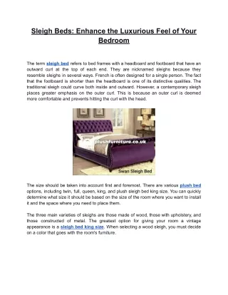 Sleigh Beds_ Enhance the Luxurious Feel of Your Bedroom