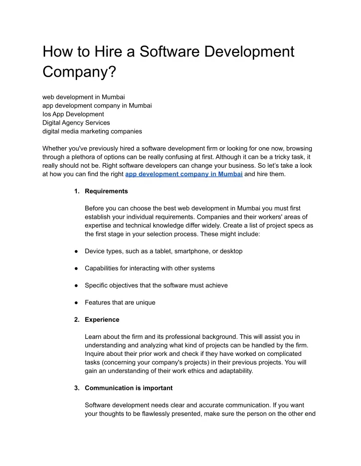 how to hire a software development company