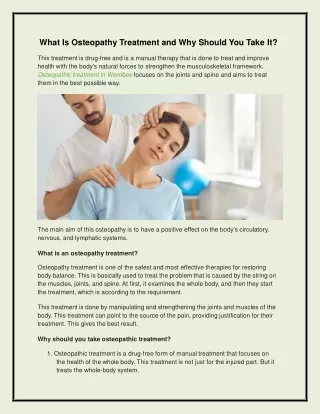 What is osteopathy treatment and why should you take it