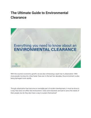 The Ultimate Guide to Environmental Clearance