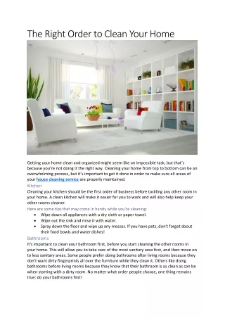 The Right Order to Clean Your Home