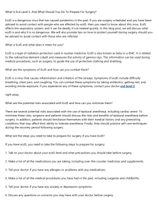 What Is Ecd Level 5, And What Should You Do To Prepare For Surgery?