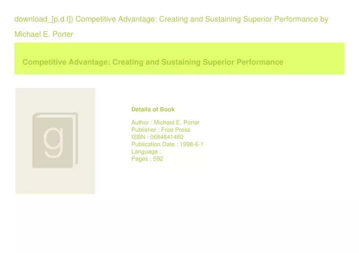 download p d f competitive advantage creating