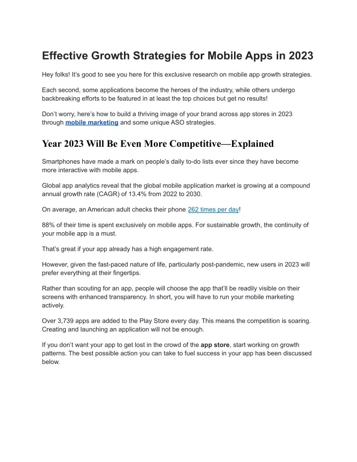 effective growth strategies for mobile apps