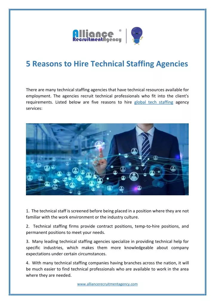 5 reasons to hire technical staffing agencies