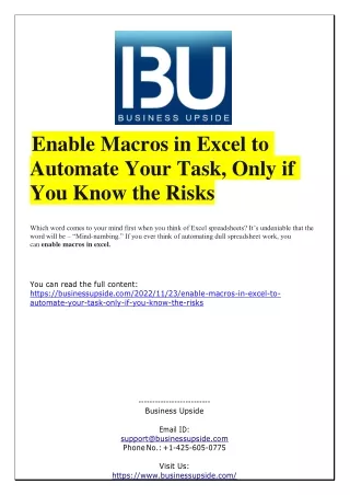 enable macros in excel to automate your task only