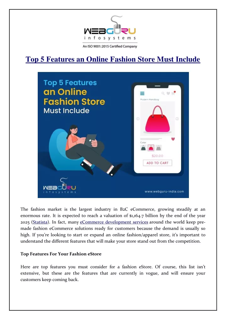 top 5 features an online fashion store must