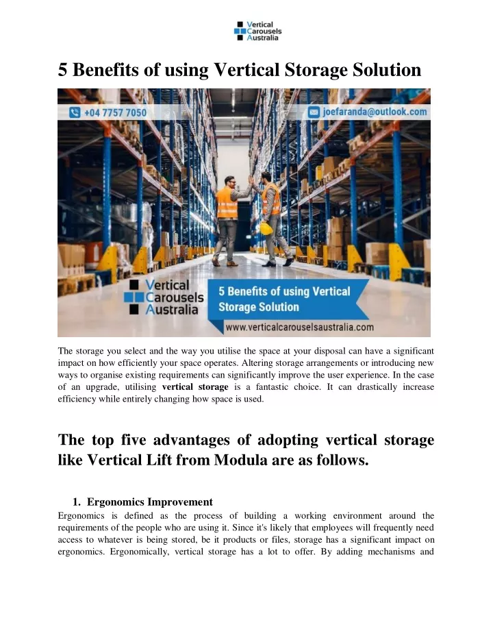 5 benefits of using vertical storage solution