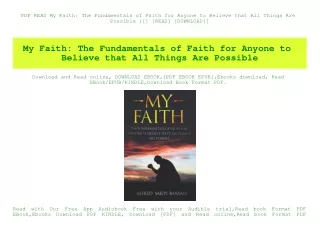 PDF READ  My Faith The Fundamentals of Faith for Anyone to Believe that All Things Are Possible [[] [READ] [DOWNLOAD]]