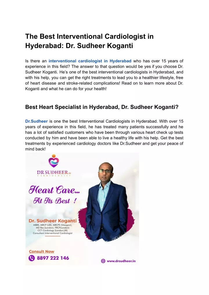 the best interventional cardiologist in hyderabad