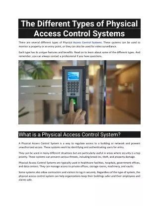 The Different Types of Physical Access Control Systems