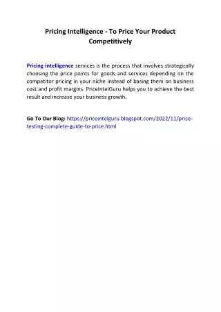 pricing intelligence to price your product