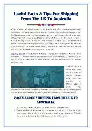 Tips For Shipping From The UK To Australia