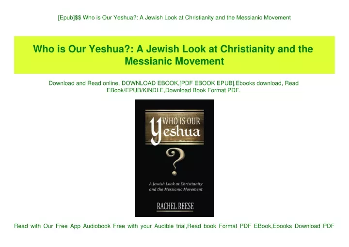 epub who is our yeshua a jewish look