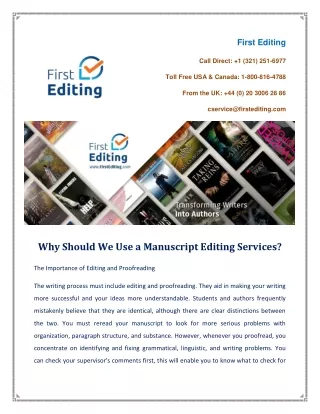 Why Should We Use a Manuscript Editing Services