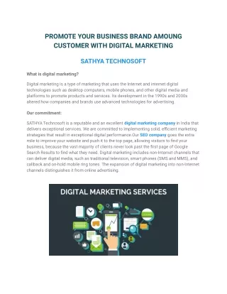 Digital Marketing Company in India _ Sathya Technosoft