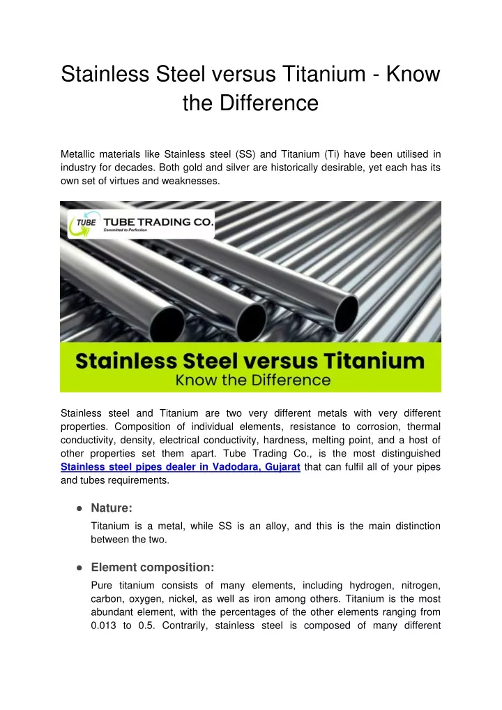 stainless steel versus titanium know
