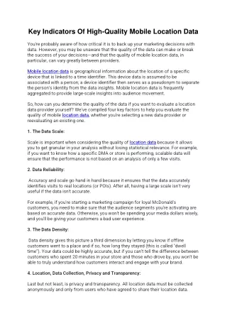 key indicators of high quality mobile location