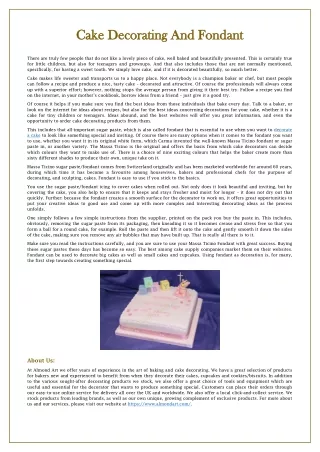 cake decorating and fondant cake decorating