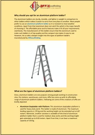 why should you opt for an aluminium platform