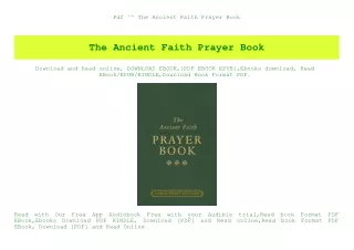 Pdf ^^ The Ancient Faith Prayer Book (DOWNLOAD E.B.O.O.K.^)