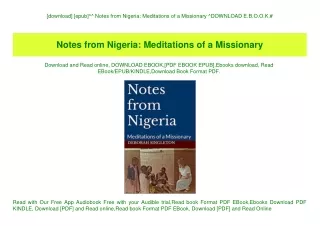 [download] [epub]^^ Notes from Nigeria Meditations of a Missionary ^DOWNLOAD E.B.O.O.K.#