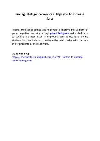 pricing intelligence services helps