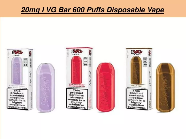 20mg i vg bar 600 puffs disposable vape