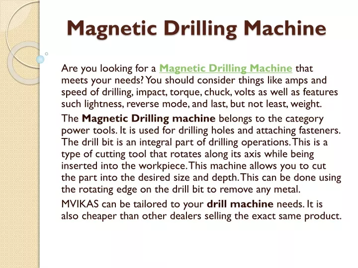 magnetic drilling machine