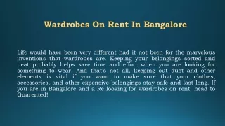 Wardrobes On Rent In Bangalore