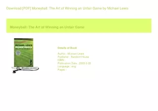 Download [PDF] Moneyball The Art of Winning an Unfair Game  by Michael   Lew