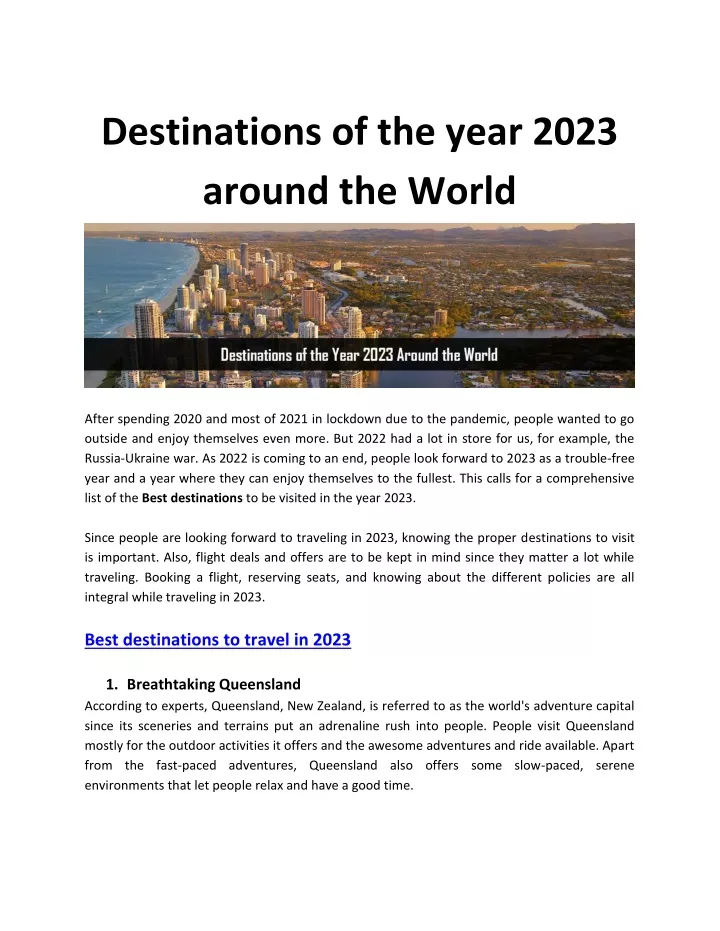 destinations of the year 2023 around the world